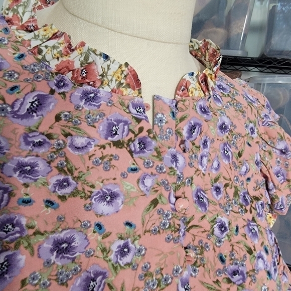 NEW Free The Roses Floral Multi Color Dress Layered Ruffles Long sleeves Size M - Picture 12 of 17